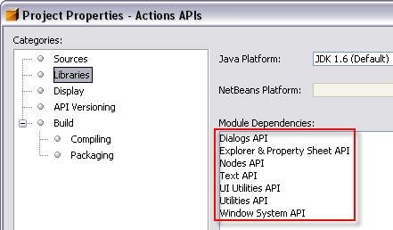 Module-module dependencies of a given module in the sources’ Project Properties window